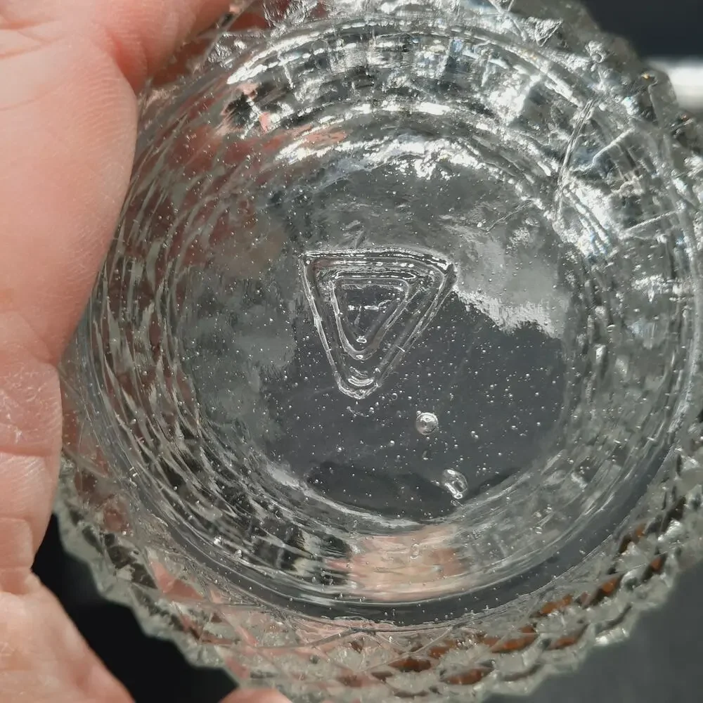 Vintage Cambridge Clear Glass Sugar & Syrup Set Diamond Point Pressed Glass MCM